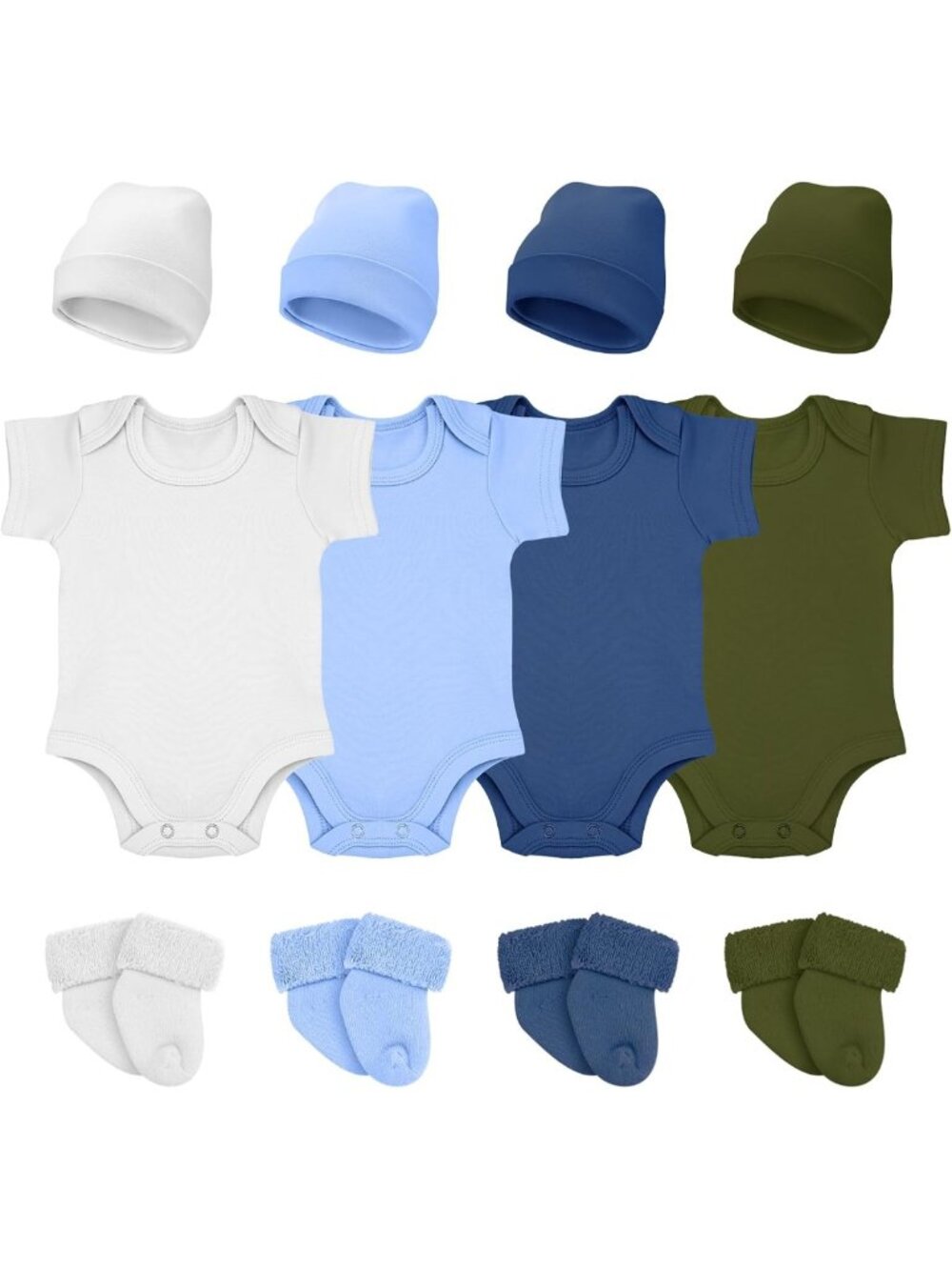 4 Pack Preemie Newborn Layette Set | Soft Cotton Baby Clothes & Essentials